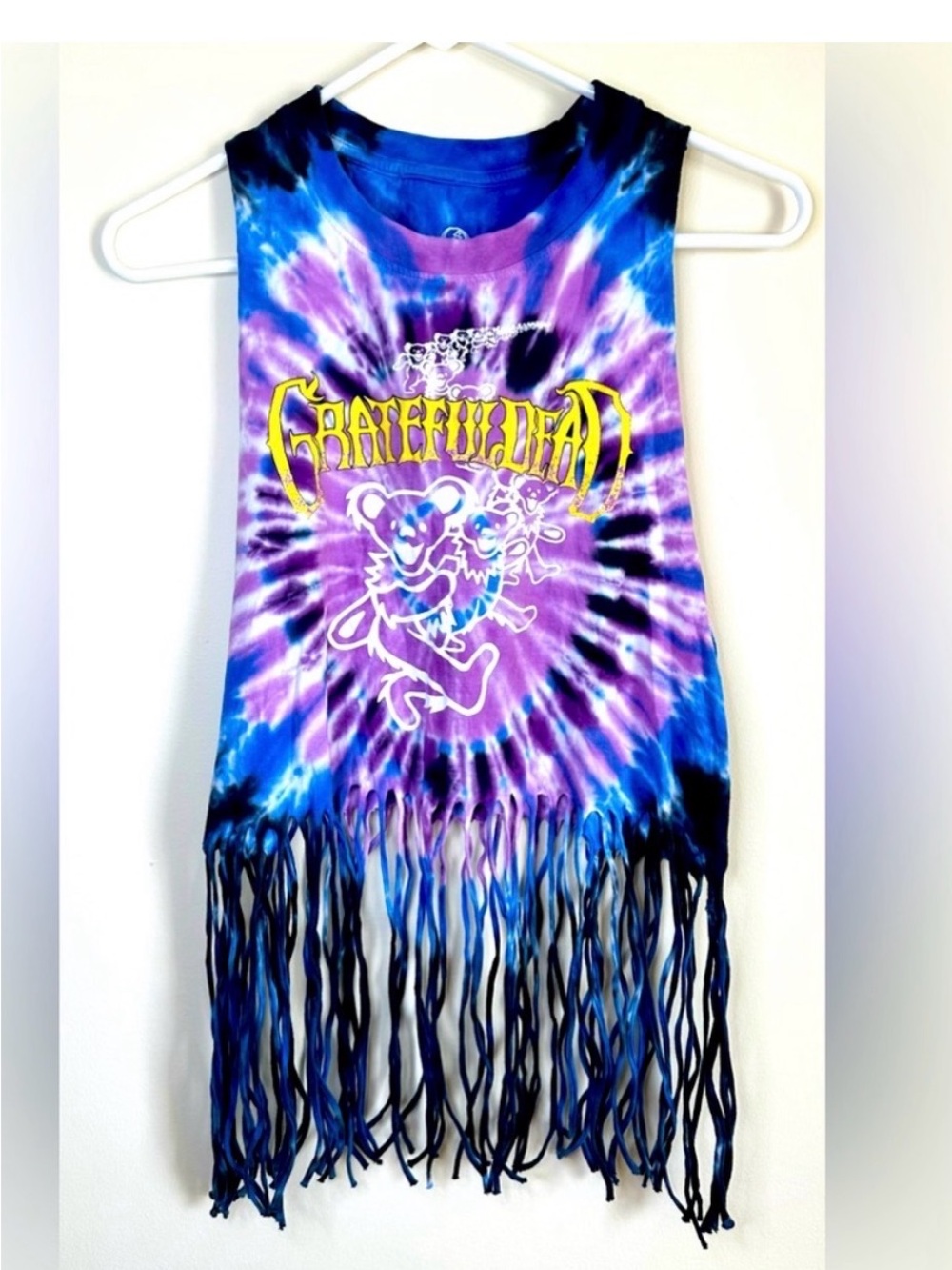 Cool Grateful Dead bear fringe top m